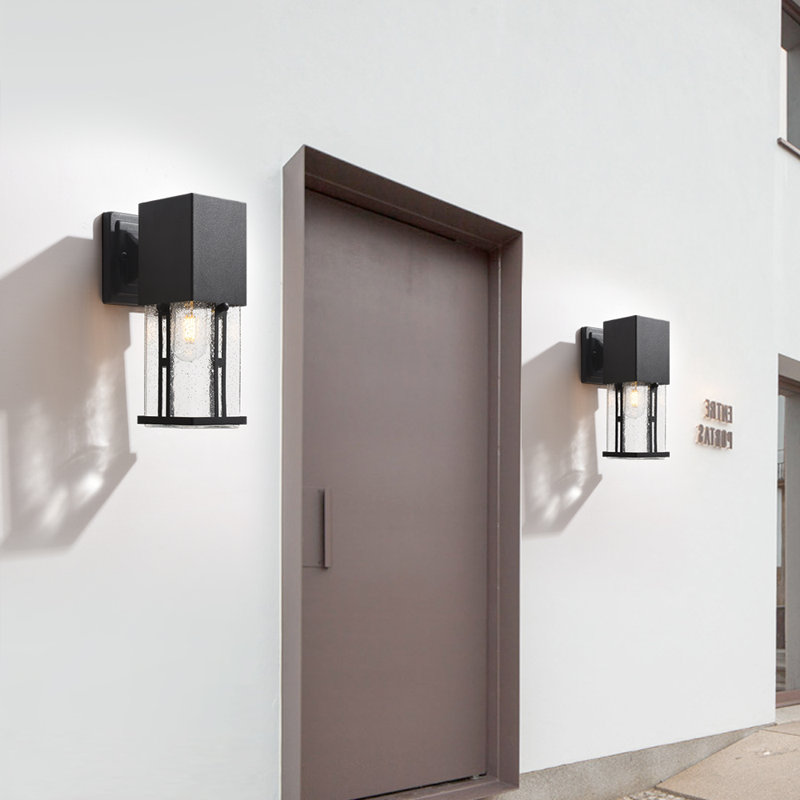 11.02" H Wrought Iron Outdoor Wall Lantern 