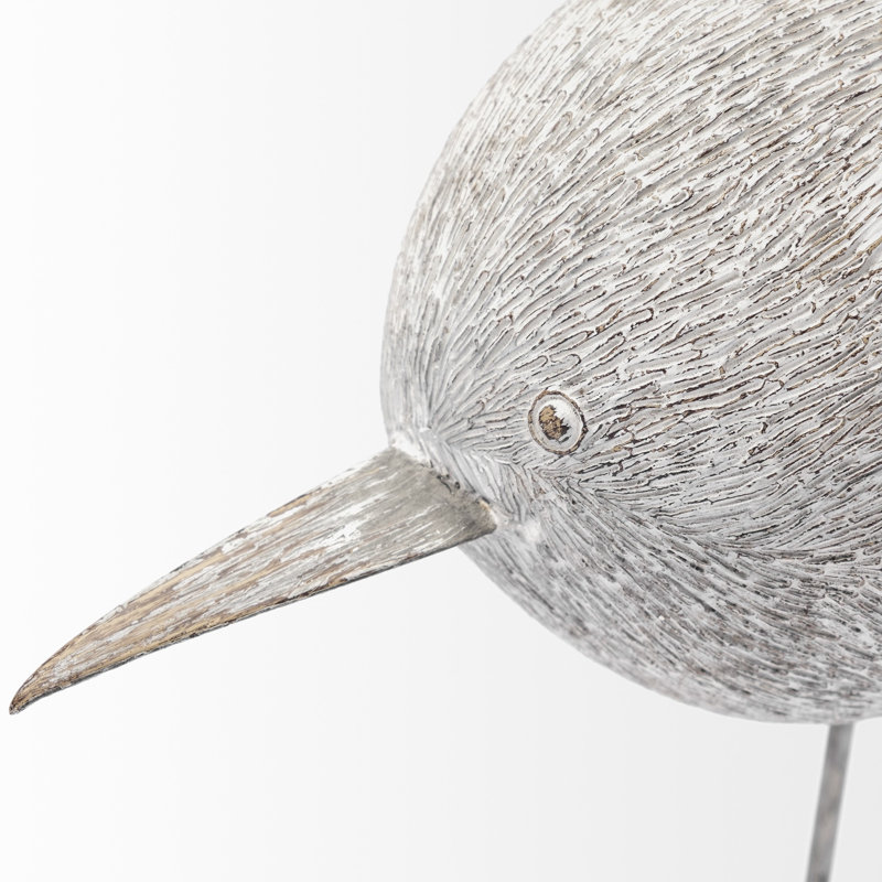 Sculpture oiseau en résine blanc cassé