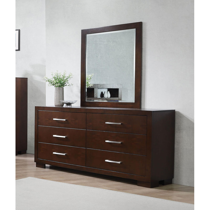 Commode 6 tiroirs avec miroir cappuccino