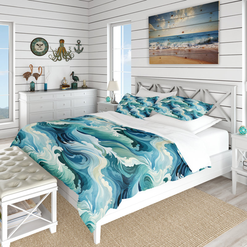 Ensemble de housse de couette Ocean Spray, Housse de couette pour très grand lit et 2 très