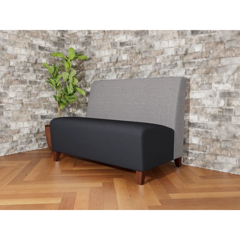 Causeuse sans accoudoirs Ravenna, Bois de noyer, Gris Chambray / noir Patriot Plus