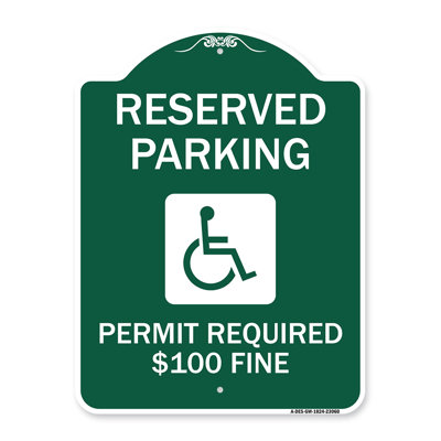 Enseigne Signmission Designer Series - Permis de stationnement réservé requis - Amende de 100 $ | Enseigne architecturale noire et dorée de 18 po x 24 po en aluminium épais | Protégez votre entreprise et votre commune | Fabriqué aux États-Unis