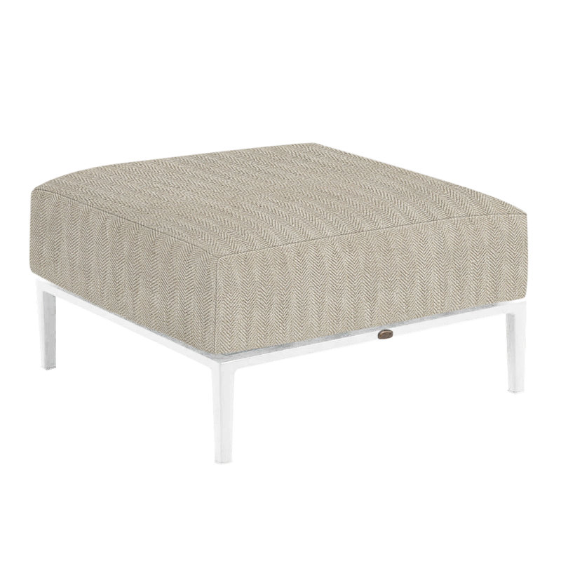 Havana Ottoman, Herringbone Sand, Chalk/Natural Cane, Welt/Standard fill