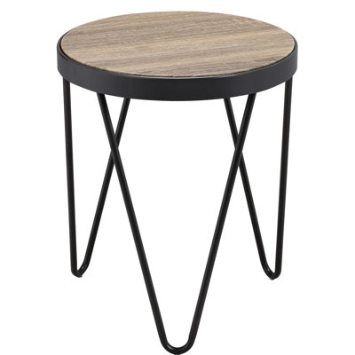 Weathered Grey Oak & Black End Table With Design, Versatile For Various Areas, Wood And Metal Trim Merge Style, Broad Surface Drinks, Books, , Kept Stable By Strong Legs Table, Top Different Places,