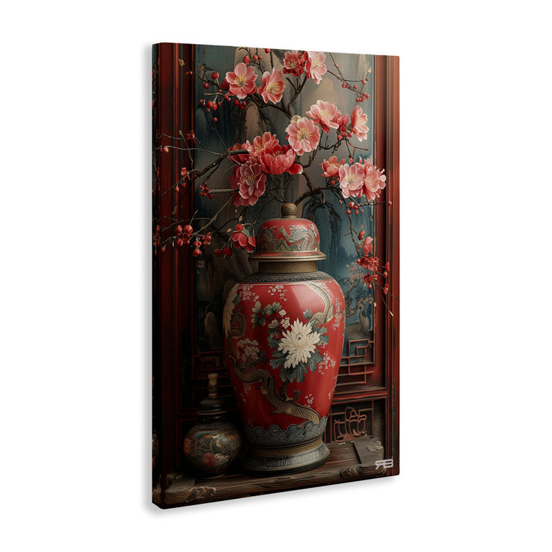 Art mural sur toile "Traditional Asian Vase" par Roozbeh Bahramali, H 30 po x l 20 po