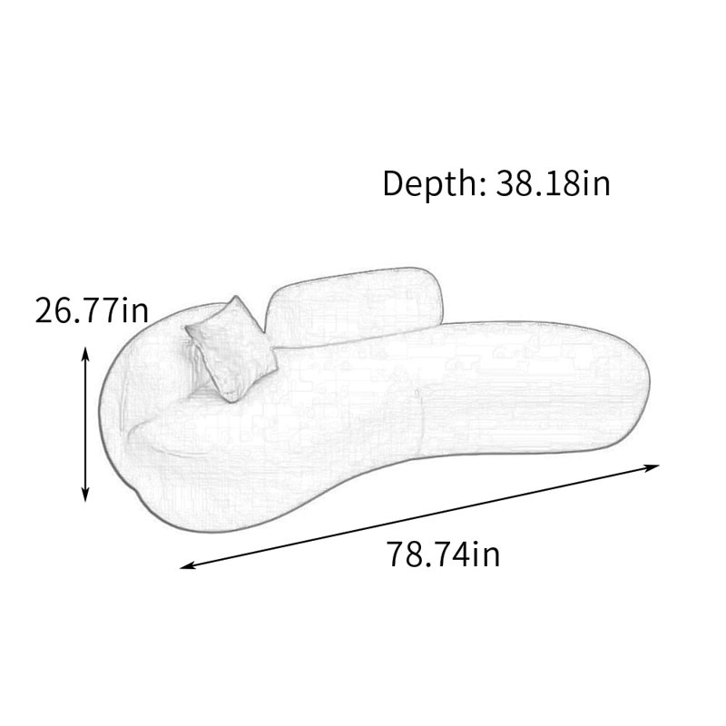 Grande chaise longue confortable avec éponge haute densité, Gris, Orienté à gauche (vu de face)