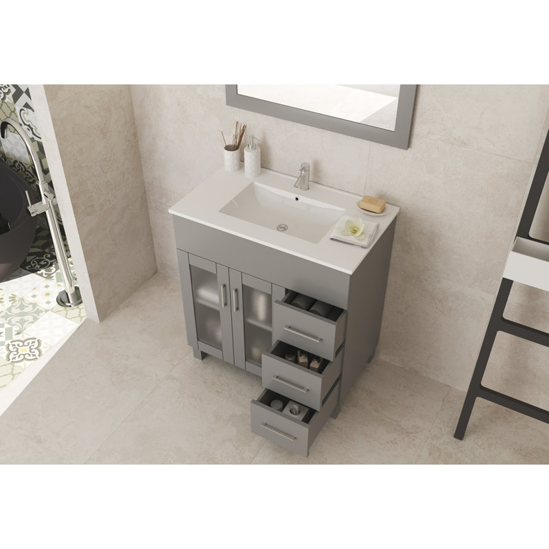 Ensemble de meuble-lavabo simple 32 po Keiwan, Gris