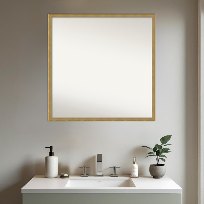 Miroir mural de salle de bain Incline, 27,5 po x 27,5 po, Or foncé