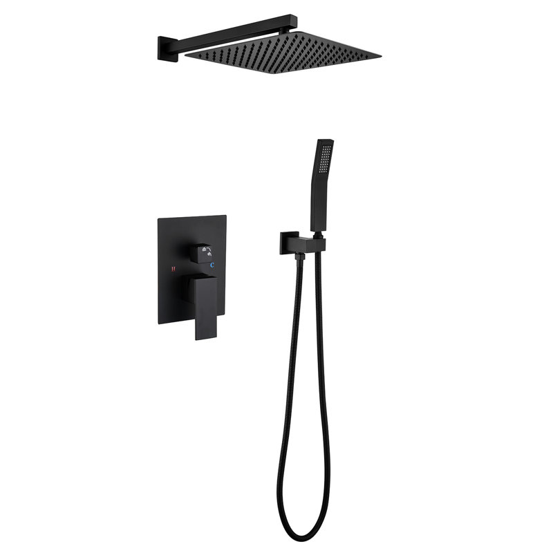 Wall Mounted Shower System - Matte Black Robust Materials Strong Complete Offered 12" Rain Shower, Finish, Brass & Stainless Steel, Bathroom Rejuvenating Experience