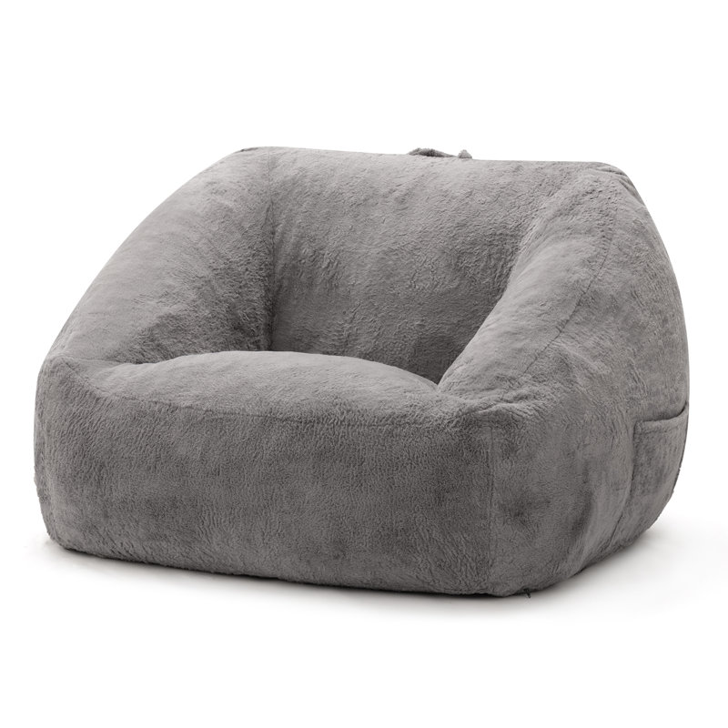Fauteuil à billes en L 47,2 po en mousse à mémoire de forme, Gris