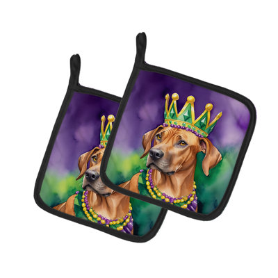 Paire de supports à casseroles Rhodesian Ridgeback King of Mardi Gras