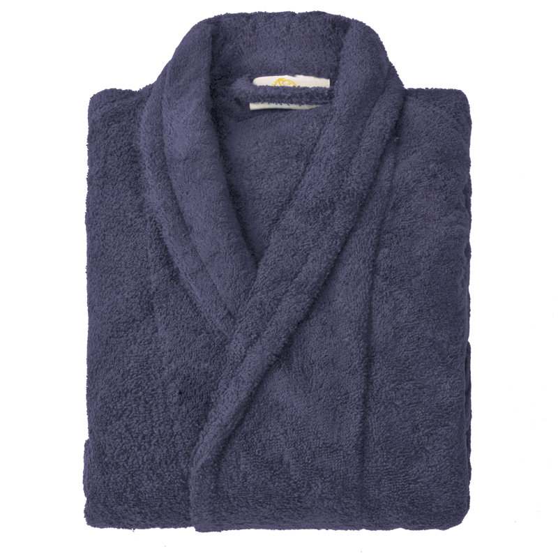 Peignoir mi-mollet en ratine 100 % coton avec poches Finnian, Marine, Petit
