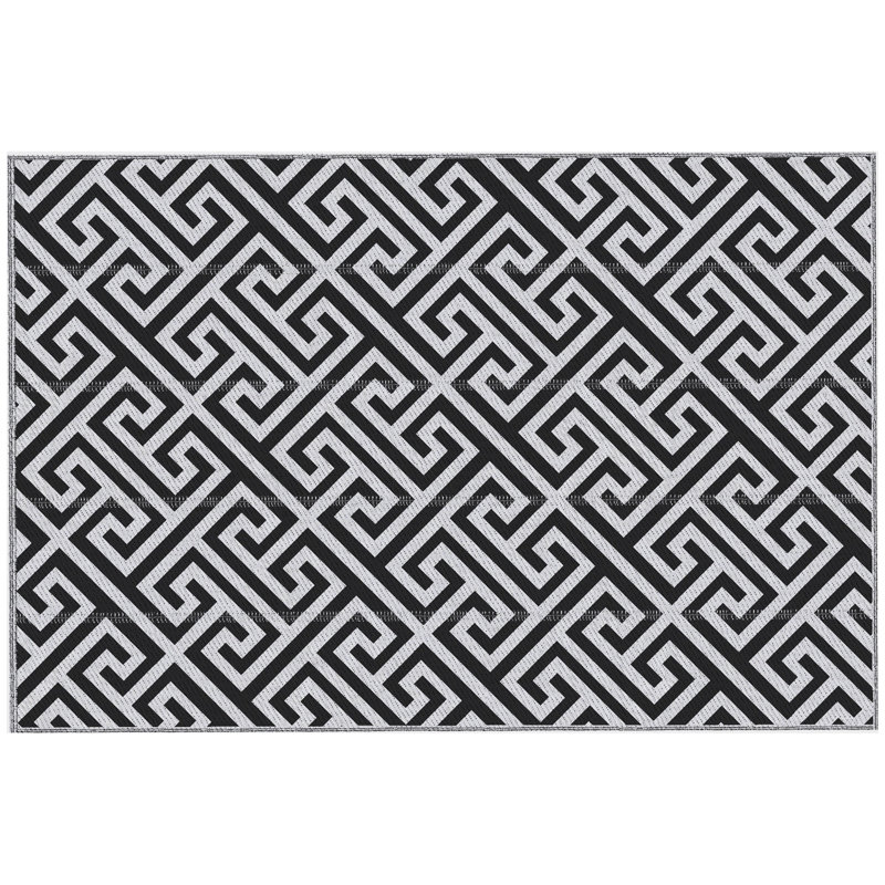 Kamena Outdoor Rug Reversible 182 x 274 cm (6 x 9 ft), Black & White