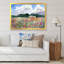 Paysage avec un champ de fleurs blanches et roses - Peinture sur toile-67442543-67442544