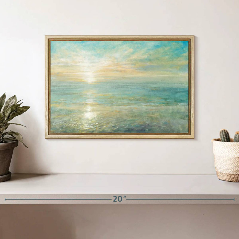 Lever de soleil, Cadre flottant en bois naturel, 13 po x 9 po