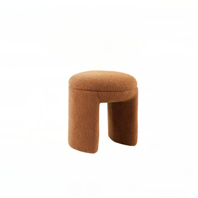 Contemporary Style Saddle Brown Finish Round Top 1pc Accent Stool Bench Design Primary Living Room