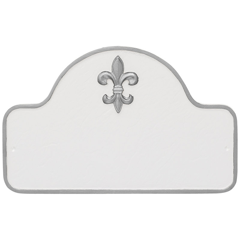 Fleur de Lis 1-Line Wall Address Plaque, Yes, Aged Bronze/Gold