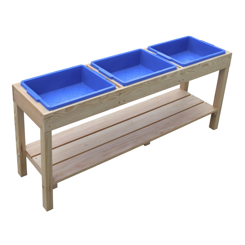 Adjustable Rectangle Activity Table, Brown/Blue