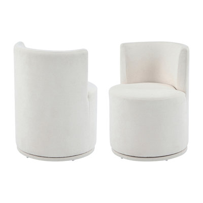Modern Swivel Upholstered Side Chair In Beige (Set Of 2)