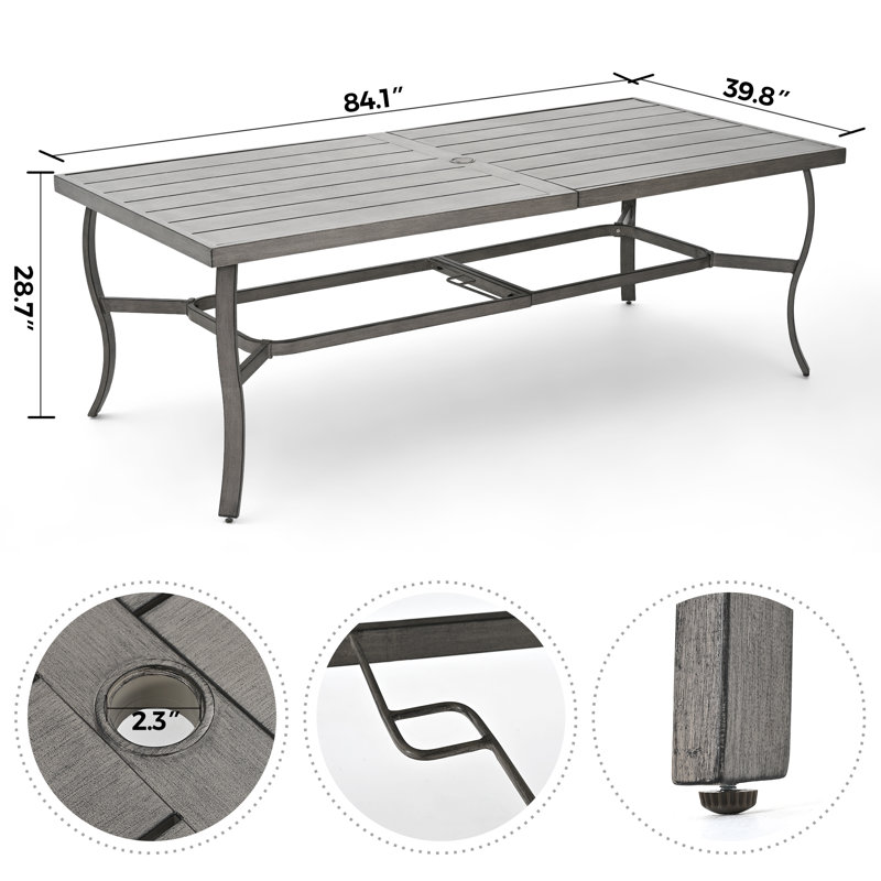 Kannyn Rectangular 8 - Person 84.1" Long Aluminum Dining Set with Cushions