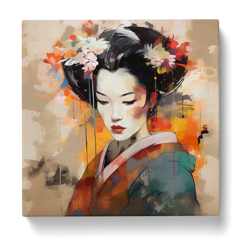 Geisha Abstract Art No.2 - No Frame Print, 35cm H x 35cm W x 3cm D