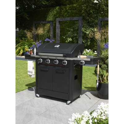 Norfolk Grills 4 - Burner Liquid Propane Gas Grill with Side Burner and Cabinet
