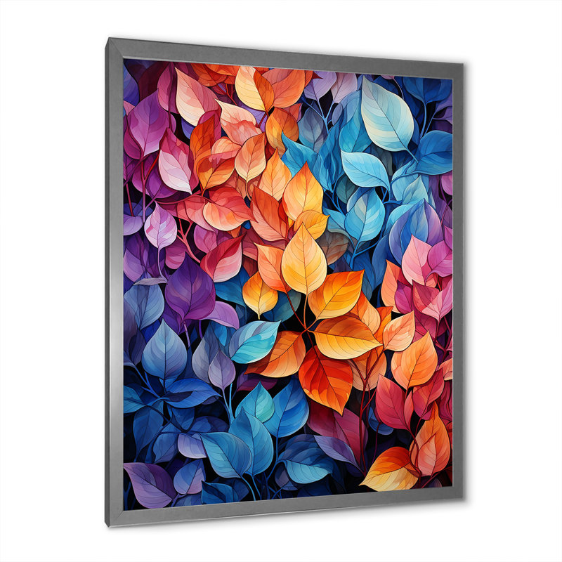 Feuille de rêve colorée sur toile, Cadre simple argenté, H 40 po x l 30 po x P 1,5 po
