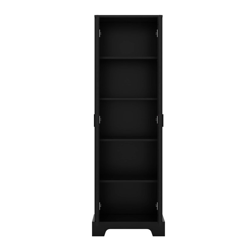 Armoire de rangement avec tablette réglable, deux portes pour la salle de bain ou le bureau, Noir