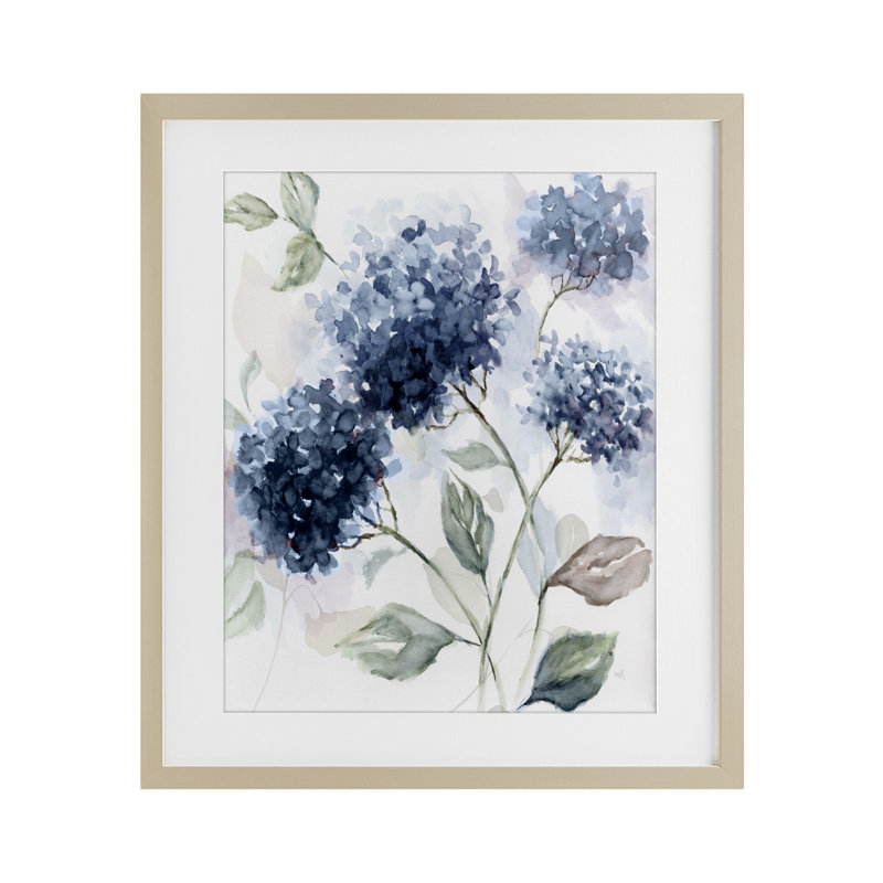 Soft Hydrangea Breeze, reproduction encadrée sous verre, design par Nan, Cadre de récolte en pin, H 21 po x l 17 po