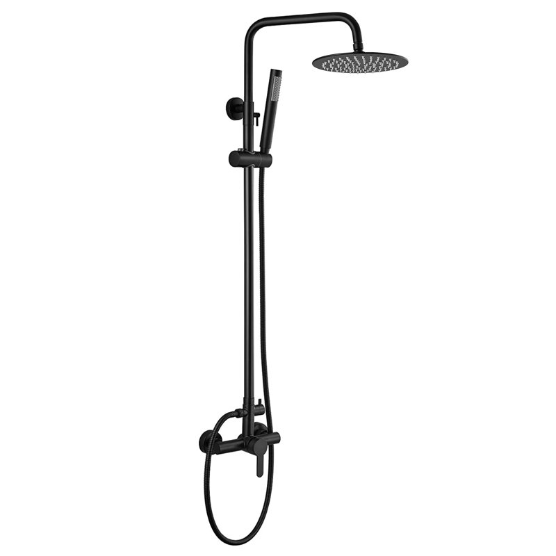 Liria Wall Mount Brushed Stainless Steel Dual Function Outdoor Shower, Matte Black