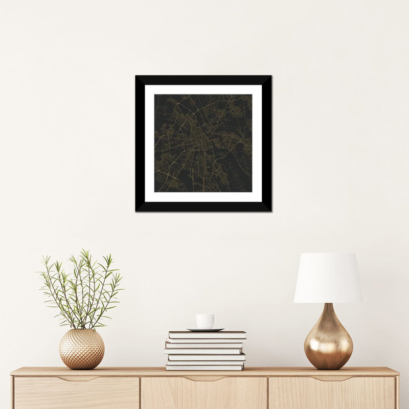 « varsovie routes », impression sur toile tendue, H 16 po x l 16 po x P 1 po, Papier d'art encadré noir, Blanc