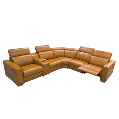 Binsbar Top-Grain Leather Reclining Modular Sectional