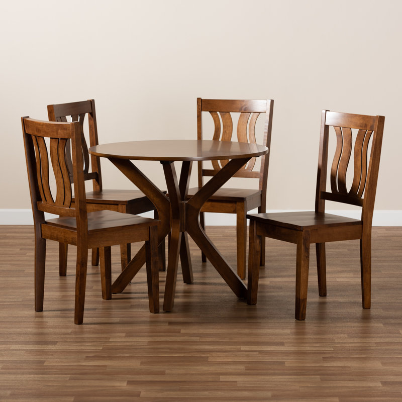 Erlendur Goodsell Dining Set, 29.9" H x 35.4" L x 35.4" W, Walnut Brown, Walnut Brown