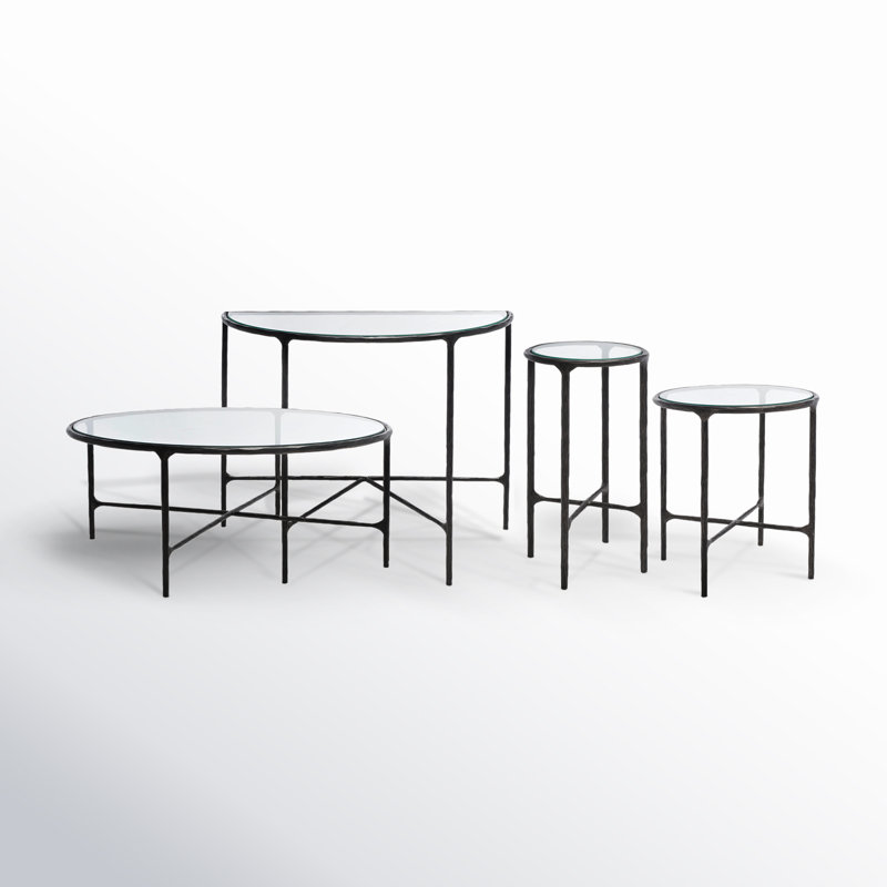 Ensemble de tables basses 4 pièces Evelynn, Noir, Transparent