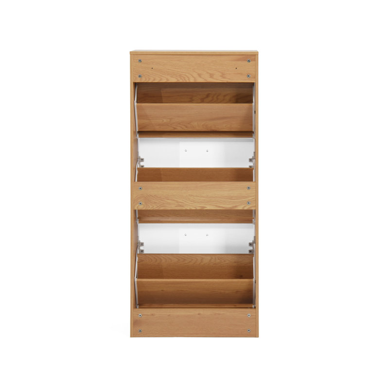 Armoire de rangement pour chaussures avec 3 tiroirs rabattables, Naturel