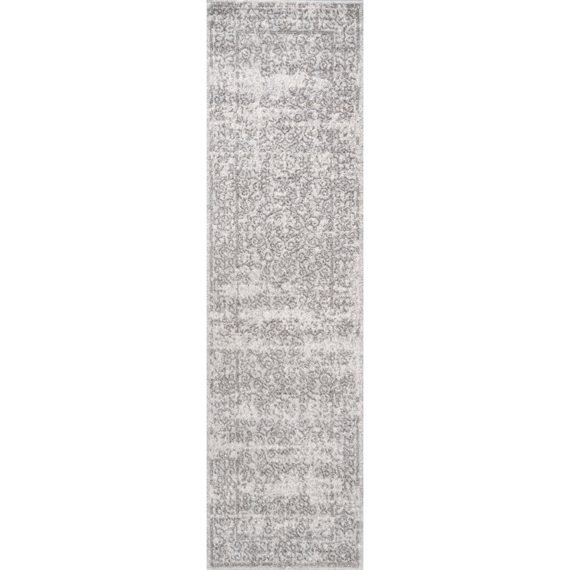 Tapis gris / gris foncé Driffield Filigree, Tapis de couloir 2 pi 3 po x 8 pi