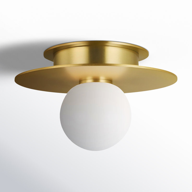 Nodes 1 - Light Flush Mount, Burnished Brass, 4.625" H x 8" W x 8" D