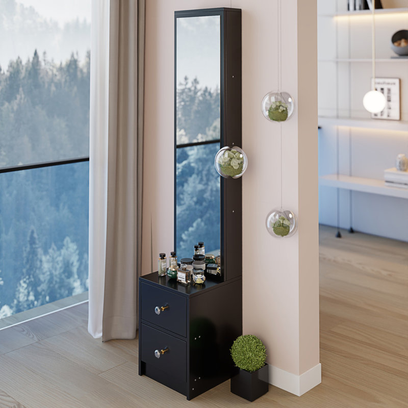 Stylish Dressing Mirror Cabinet, Full Body Mirror Cabinet, Black