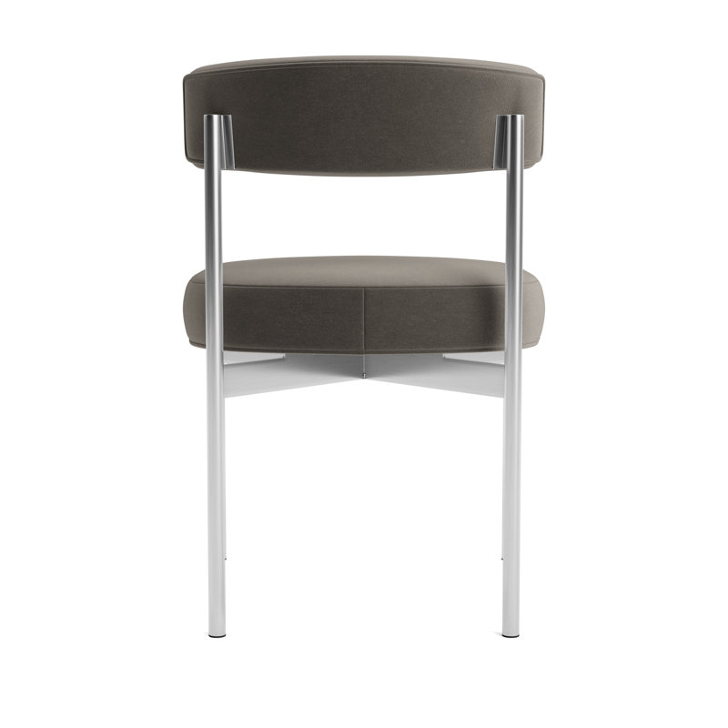 Remy Upholstered Dining Chair, Performance Velvet - Graphite, Brushed Stainless Steel