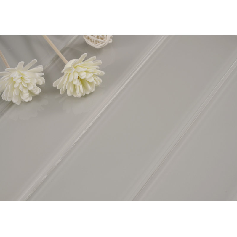 Winter 3" x 12" Glass Stone Look Subway Wall Tile, Gray