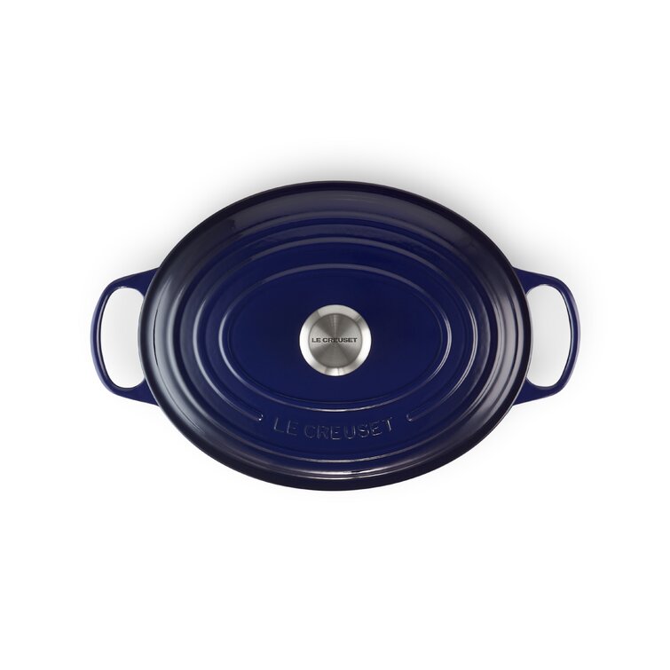 Le Creuset Enameled Cast Iron 3.5 Quart Signature Olive Branch Collection Braiser Indigo