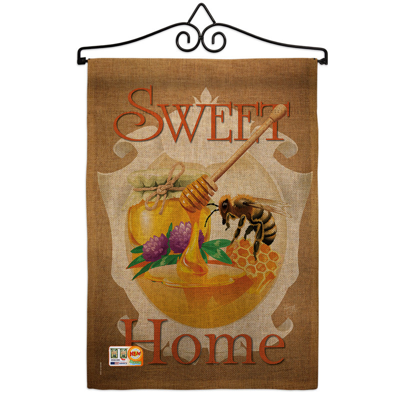 « my bee home home », polyester de 2 côtés 19 po. drapeau de jardin