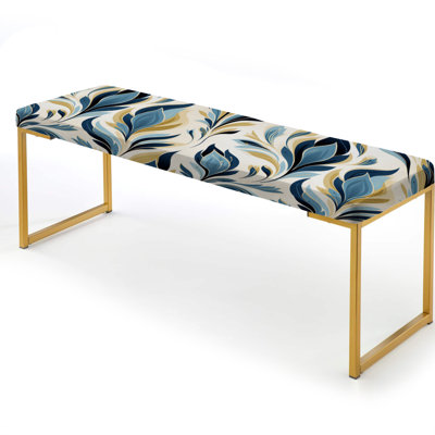 Vanpelt - Ikat Upholstered Gold Bench