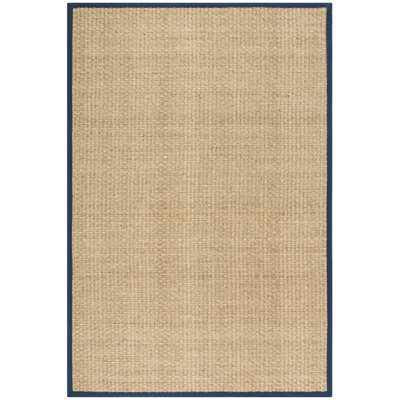 Auckland Bamboo Slat/Seagrass Natural / Blue Area Rug