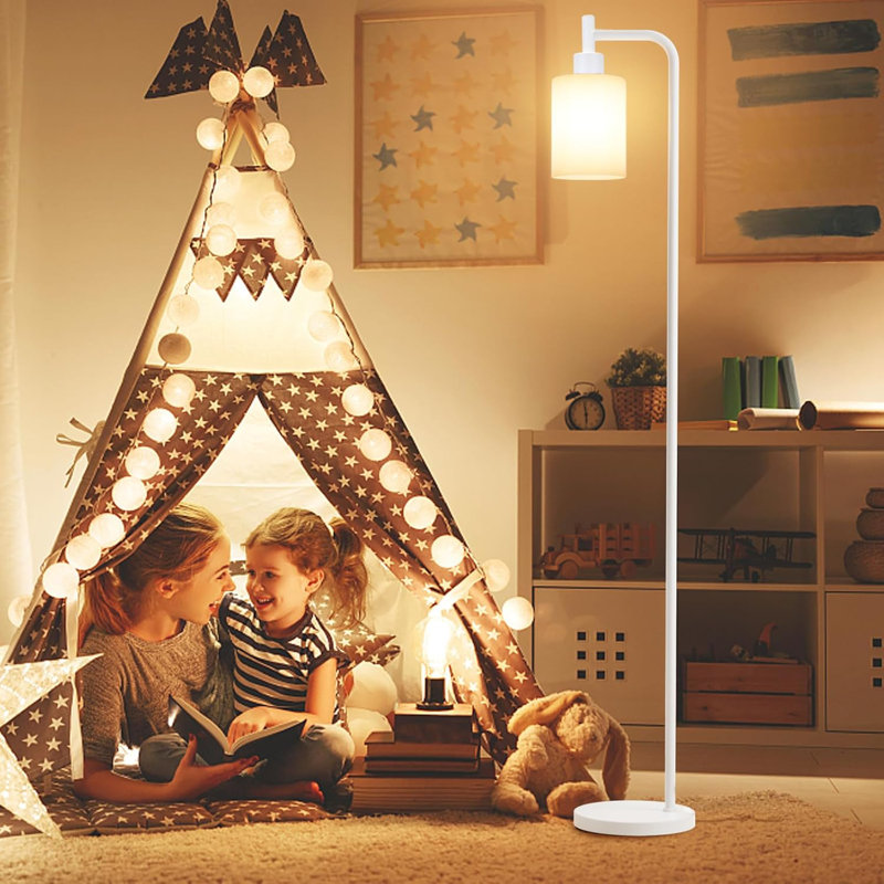 Modern Industrial Floor Lamp With Glass Shade, LED Bulb, And Foot Pedal Switch For Living Room, Bedroom, Or Office