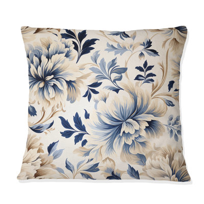 Coussin décoratif en polyester Petal Symphony Blue Damask Harmony
