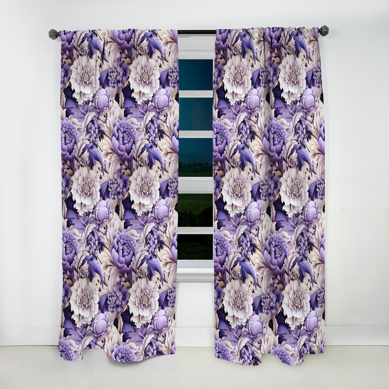 Purple Persian Paisleys - Floral Curtain - Room Darkening Floral Curtain - 1 Panels, 52" W x 84" L