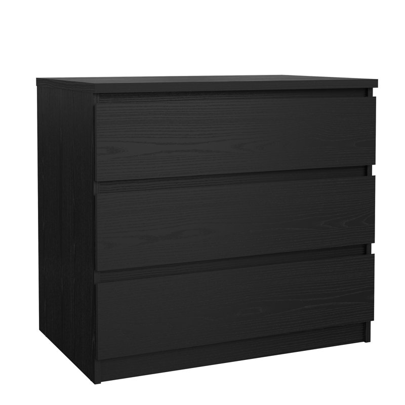 Commode 3 tiroirs Jada, Grain de bois noir