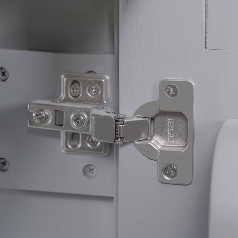 Meuble-lavabo de salle de bain avec lavabo en céramique, porte à fermeture en douceur, tablette ajustable en forme de U, support de rangement pour porte, armoire autoportante moderne