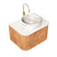 Meuble-lavabo de 61 cm (24 po) avec lavabo en céramique de haute qualité, contreplaqué de 18 mm d'épaisseur et design naturel. Meuble-lavabo moderne : bords incurvés flottants, fini blanc pierre mat, tiroir rond à rayures 3D.